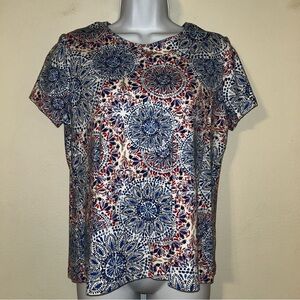 Croft & Barrow The Classic Tee Women’s Blue and Red Patterned Top